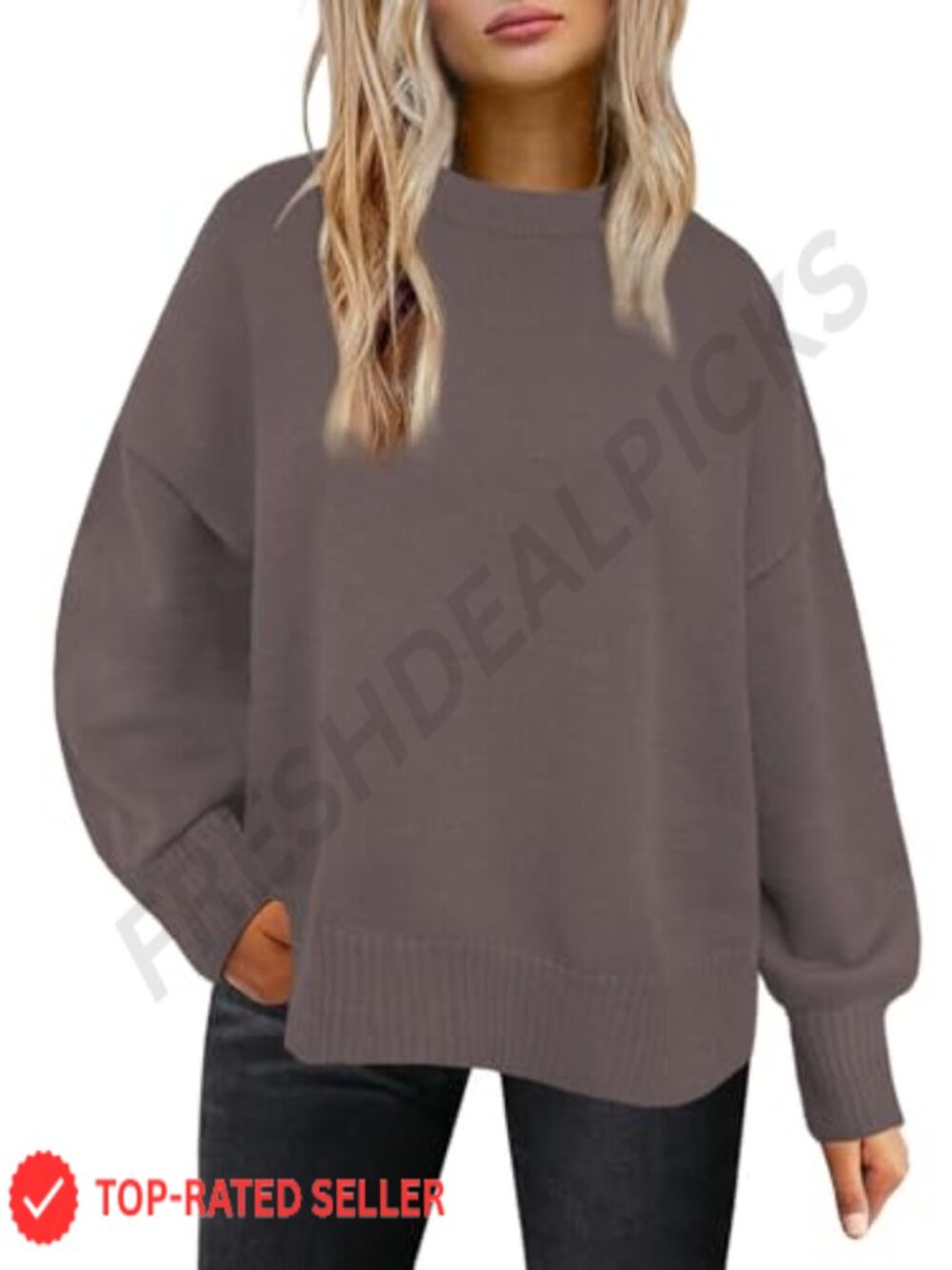 Womens Oversized Crewneck Sweater Long Sleeve Tunic Pullover Fall Winter